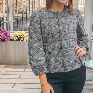 Banana Republic Black and Gray Plaid Blazer